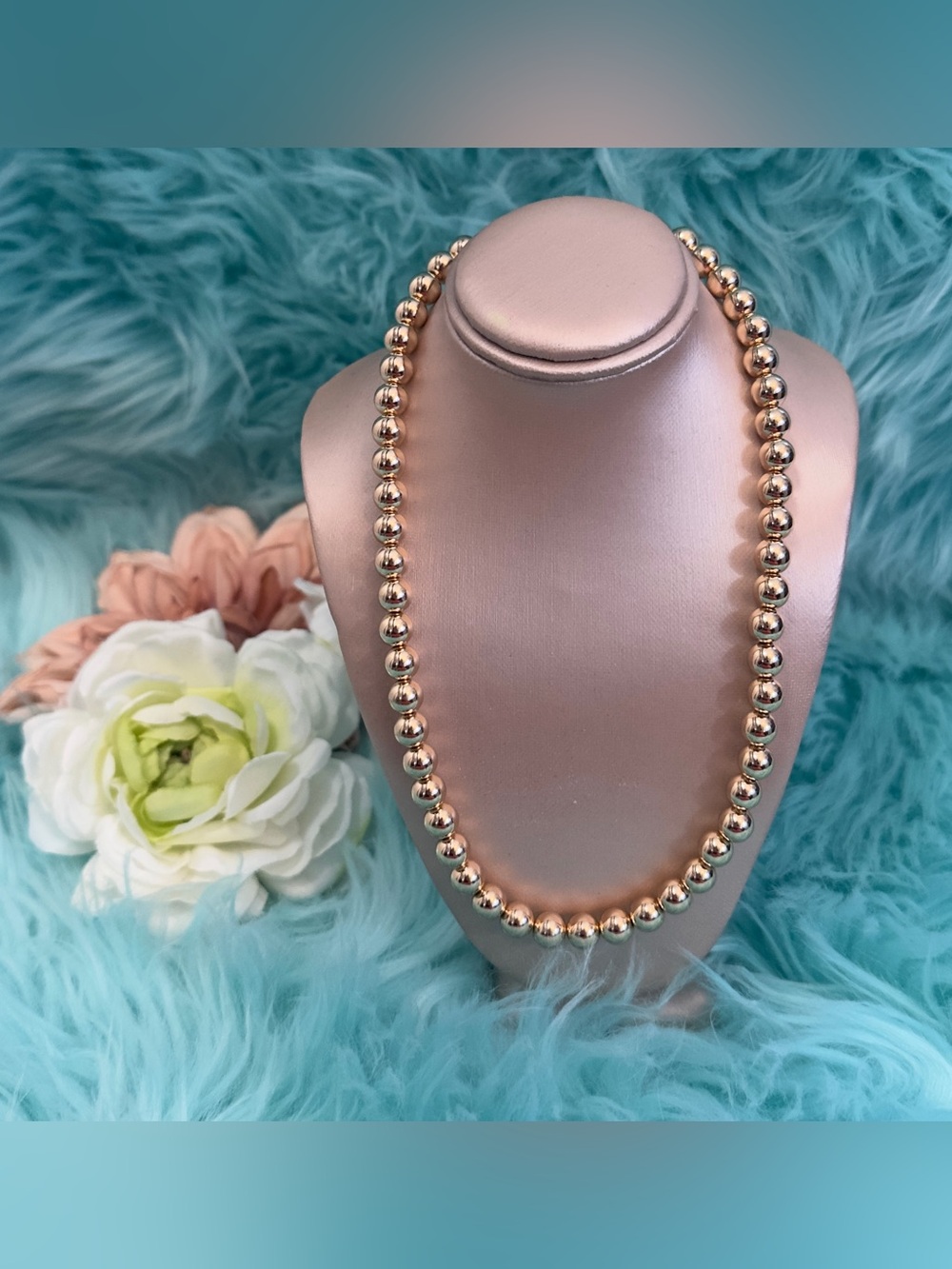 Gold Bead Ball Necklace Adjustable Chain NEW!